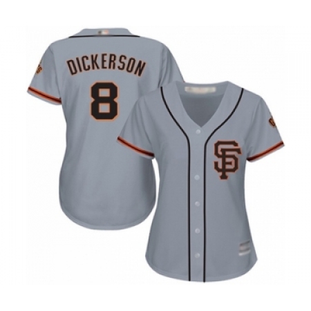 Women's San Francisco Giants #8 Alex Dickerson Authentic Grey Road 2 Cool Base Baseball Player Jersey