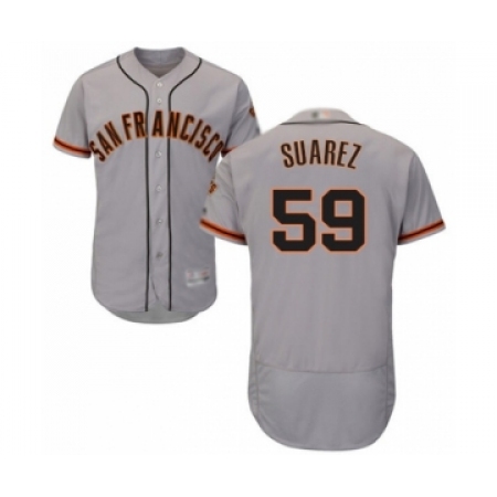 Men's San Francisco Giants #59 Andrew Suarez Grey Road Flex Base Authentic Collection Baseball Player Jersey
