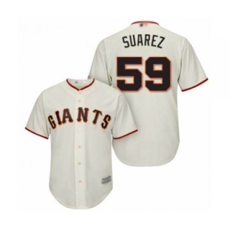 Youth San Francisco Giants #59 Andrew Suarez Authentic Cream Home Cool Base Baseball Player Jersey