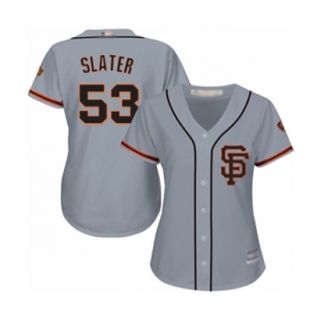 Women's San Francisco Giants #53 Austin Slater Authentic Grey Road 2 Cool Base Baseball Player Jersey