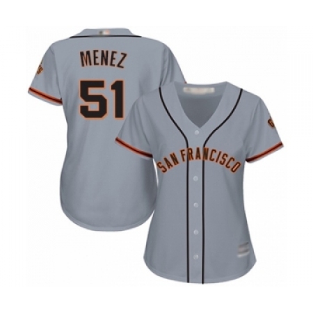 Women's San Francisco Giants #51 Conner Menez Authentic Grey Road Cool Base Baseball Player Jersey