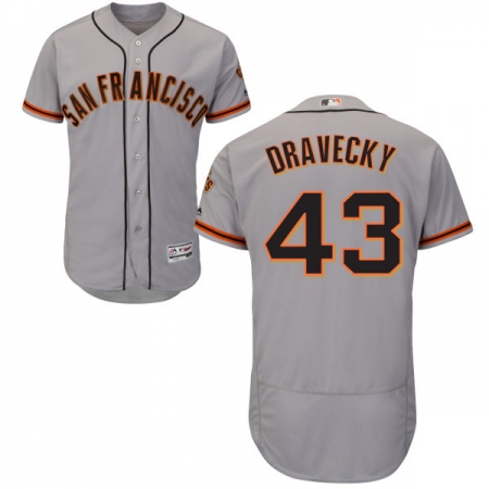 Men's Majestic San Francisco Giants #43 Dave Dravecky Grey Road Flex Base Authentic Collection MLB Jersey