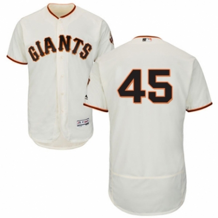 Men's Majestic San Francisco Giants #45 Derek Holland Cream Home Flex Base Authentic Collection MLB Jersey