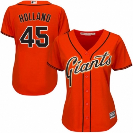 Women's Majestic San Francisco Giants #45 Derek Holland Authentic Orange Alternate Cool Base MLB Jersey