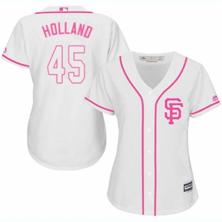Women's Majestic San Francisco Giants #45 Derek Holland Authentic White Fashion Cool Base MLB Jersey