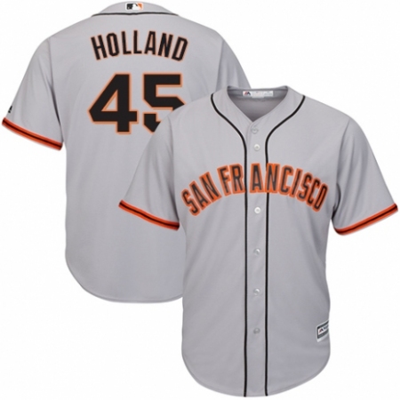 Youth Majestic San Francisco Giants #45 Derek Holland Authentic Grey Road Cool Base MLB Jersey