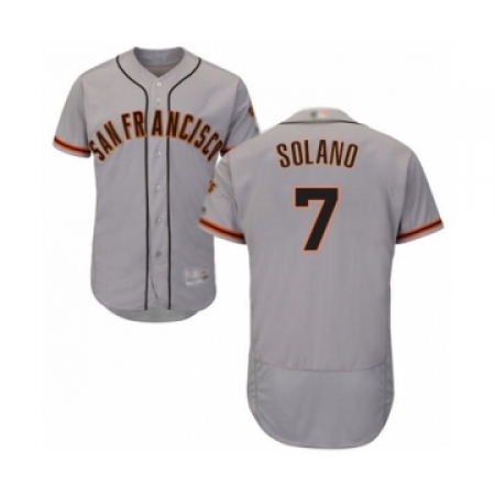 Men's San Francisco Giants #7 Donovan Solano Grey Road Flex Base Authentic Collection Baseball Player Jersey