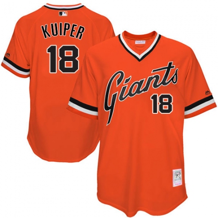 Men's Mitchell and Ness San Francisco Giants #18 Duane Kuiper Replica Orange Throwback MLB Jersey