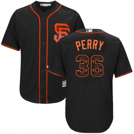 Men's Majestic San Francisco Giants #36 Gaylord Perry Authentic Black Team Logo Fashion Cool Base MLB Jersey