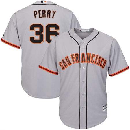 Men's Majestic San Francisco Giants #36 Gaylord Perry Replica Grey Road Cool Base MLB Jersey