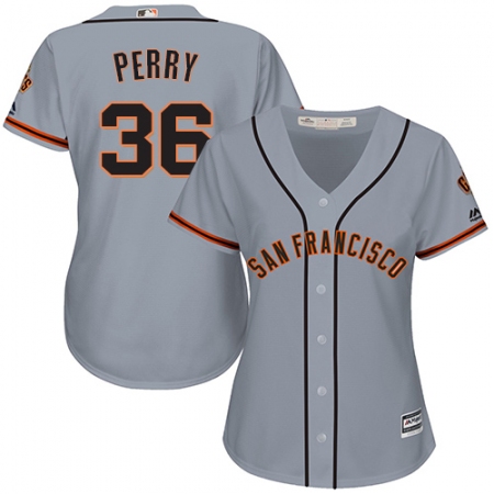 Women's Majestic San Francisco Giants #36 Gaylord Perry Authentic Grey Road Cool Base MLB Jersey