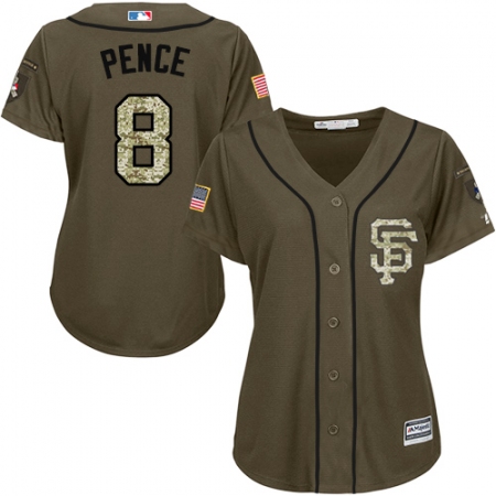 Women's Majestic San Francisco Giants #8 Hunter Pence Replica Green Salute to Service MLB Jersey