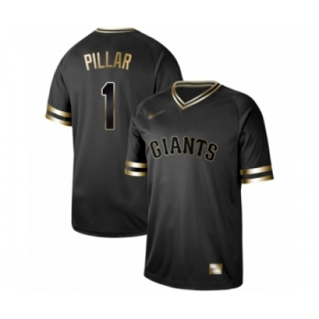 Men's San Francisco Giants #1 Kevin Pillar Authentic Black Gold Fashion Baseball Jersey