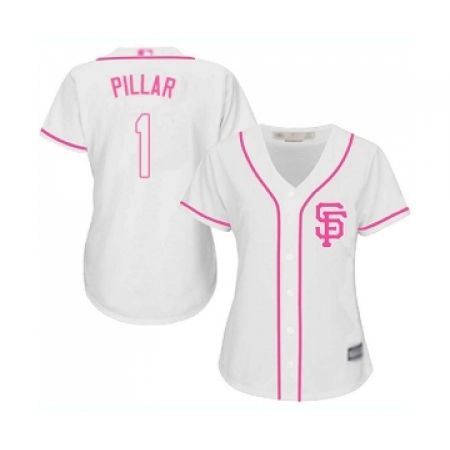 Women's San Francisco Giants #1 Kevin Pillar Replica White Fashion Cool Base Baseball Jersey