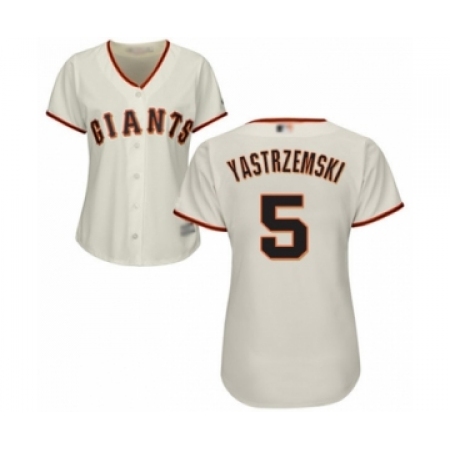 Women's San Francisco Giants #5 Mike Yastrzemski Authentic Cream Home Cool Base Baseball Player Jersey