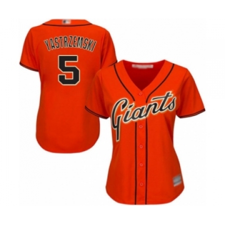 Women's San Francisco Giants #5 Mike Yastrzemski Authentic Orange Alternate Cool Base Baseball Player Jersey