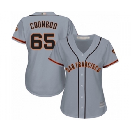 Women's San Francisco Giants #65 Sam Coonrod Authentic Grey Road Cool Base Baseball Player Jersey