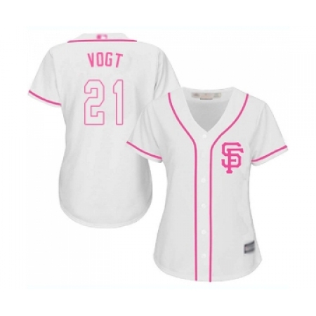 Women's San Francisco Giants #21 Stephen Vogt Replica White Fashion Cool Base Baseball Jersey