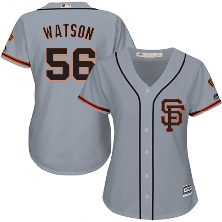 Women's Majestic San Francisco Giants #56 Tony Watson Authentic Grey Road 2 Cool Base MLB Jersey