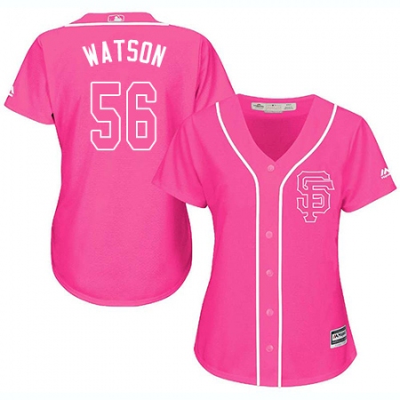Women's Majestic San Francisco Giants #56 Tony Watson Authentic Pink Fashion Cool Base MLB Jersey