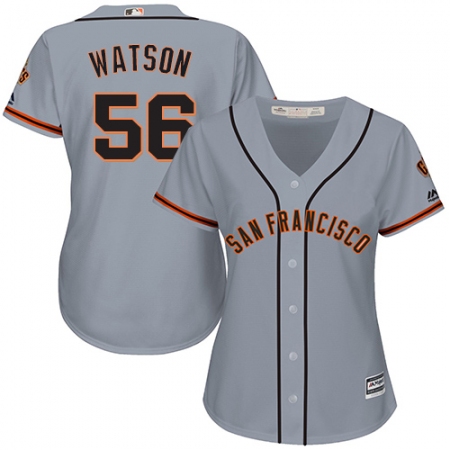 Women's Majestic San Francisco Giants #56 Tony Watson Replica Grey Road Cool Base MLB Jersey