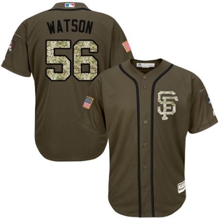 Youth Majestic San Francisco Giants #56 Tony Watson Replica Green Salute to Service MLB Jersey
