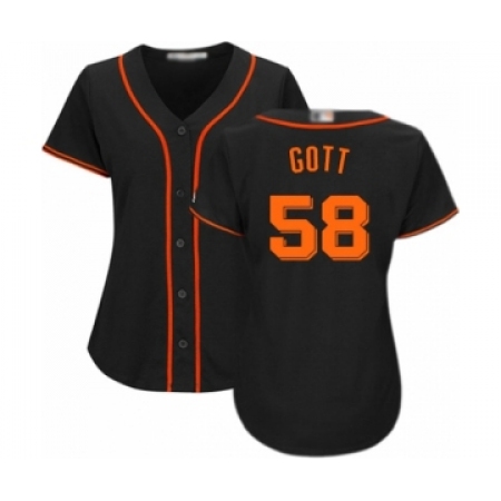 Women's San Francisco Giants #58 Trevor Gott Authentic Black Alternate Cool Base Baseball Player Jersey