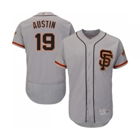 Men's San Francisco Giants #19 Tyler Austin Grey Alternate Flex Base Authentic Collection Baseball Jersey