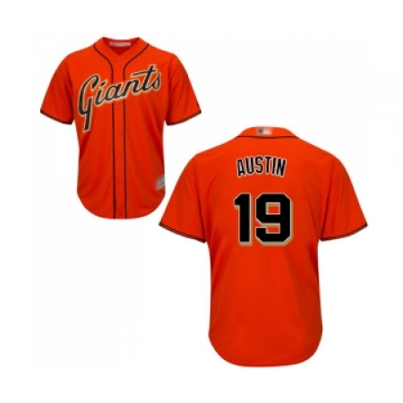 Men's San Francisco Giants #19 Tyler Austin Replica Orange Alternate Cool Base Baseball Jersey